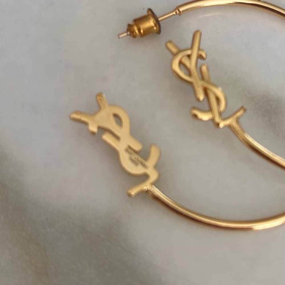 Yves Saint Laurent Hoop Earrings STAMPED EUC - Picture 5 of 6
